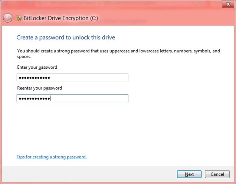 Create a password to unlock this drive